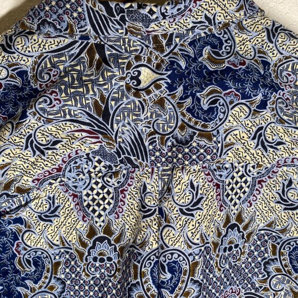 Java Lava Mens XL Short Sleeve Blue & Beige Paisley Button-Up Shirt Coastal Beec - Picture 8 of 14